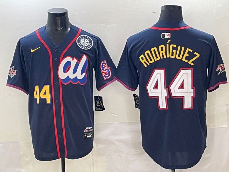 Men 2025 Seattle Mariners #44 Rodriguez dark Blue All star Nike MLB Jersey style 02